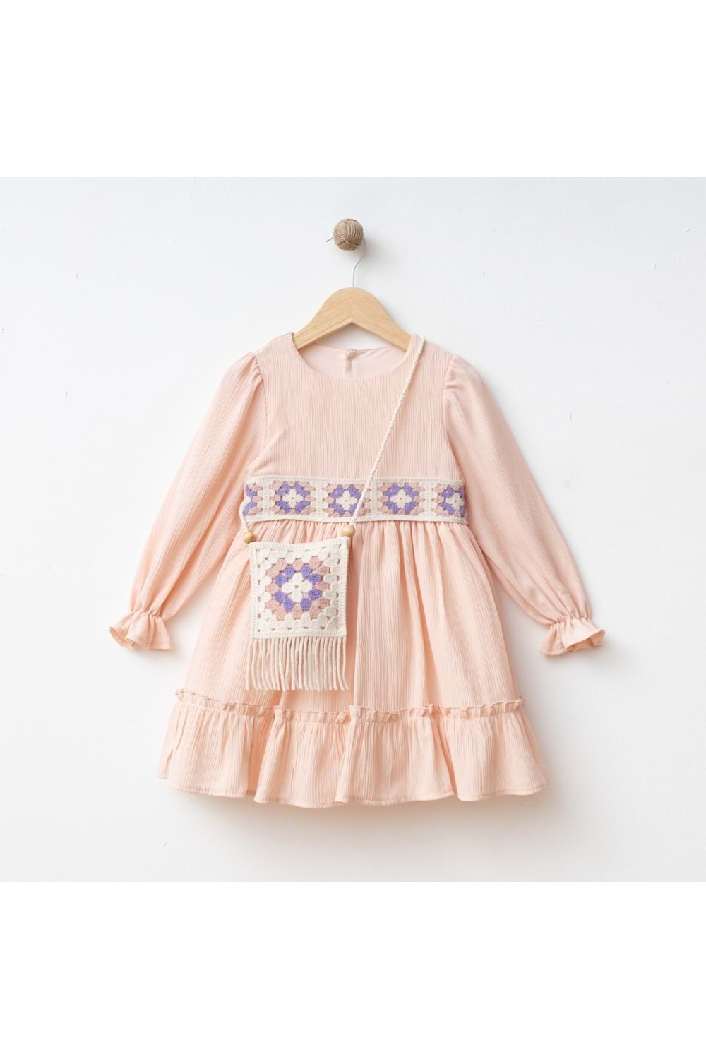 Kız çocuk müslin elbise - WONDRESS - PUDRA - 2 YAŞ - GVN5959-PUDRA-2 YAŞ