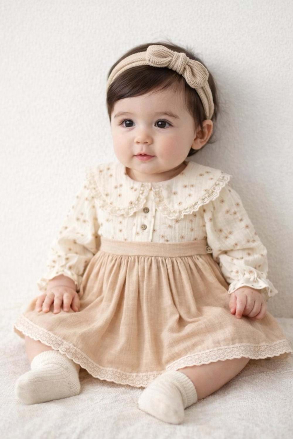 Wondress Kız Bebek Yakalı Müslin Elbise - WONDRESS - ECRU - 18-AY - W1014-ECRU-18-AY