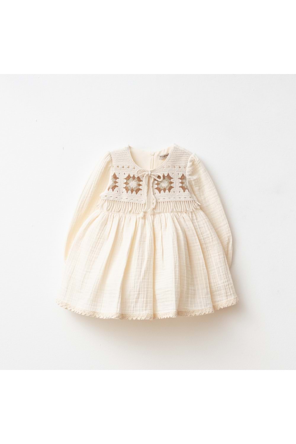 KIZ BEBEK MÜSLİN ELBİSE - WONDRESS - ECRU - 18-AY - W2044-ECRU-18-AY