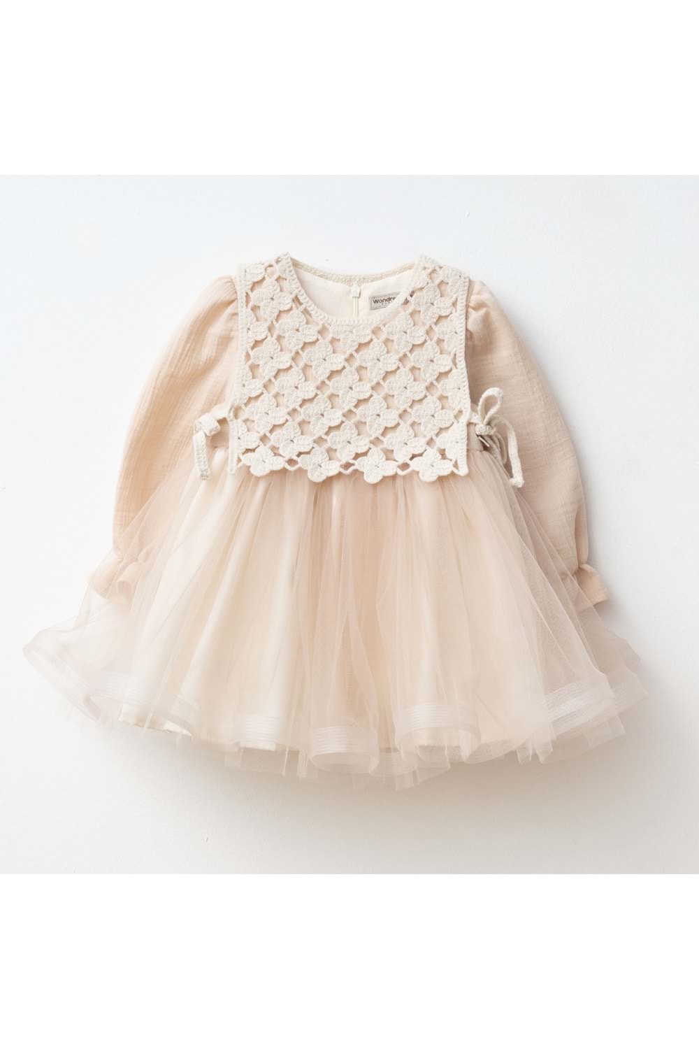 Kız bebek elbise - WONDERES - VİZON - 24-AY - W2062-VİZON-24-AY
