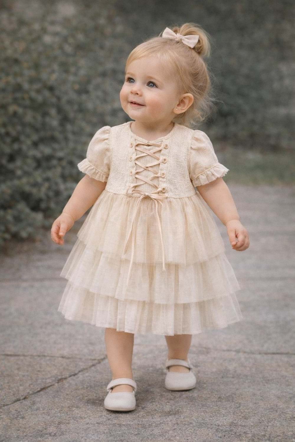 Kız bebek elbise - WONDRESS - ECRU - 12-AY - W2069-ECRU-12-AY
