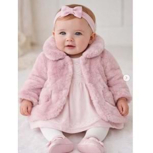 Mayoral Kız Bebek Tüylü Mont - Mayoral - PEMBE - 6-9 AY - 02402-PEMBE-6-9 AY