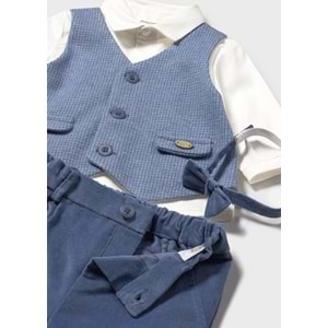 Mayoral Erkek Bebek Yelek Bluz ve Pantolon Takımı - Mayoral - MAVİ - 2-4 AY - 2581-MAVİ-2-4 AY