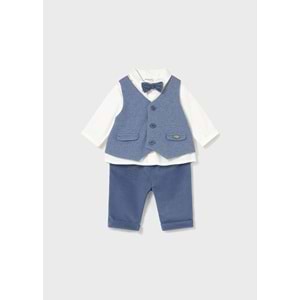 Mayoral Erkek Bebek Yelek Bluz ve Pantolon Takımı - Mayoral - MAVİ - 2-4 AY - 2581-MAVİ-2-4 AY