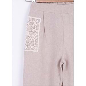 N.K. UNSEA Krem Kız Çocuk Dantelli Pantolon