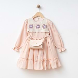 Kız çocuk pudra rengi elbise - WONDRESS - PUDRA - 2 YAŞ - 5960-PUDRA-2 YAŞ
