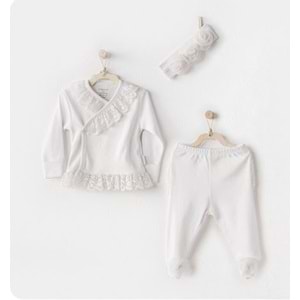 Andywawa Bebek Zıbın Takım 3 Lü - Andywawa - ECRU - 3-6 AY - AC24263-ECRU-3-6 AY