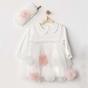 Andywawa Ecru Bebek Elbise Takım - Andywawa - ECRU - 18-24 AY - AC24500-ECRU-18-24 AY