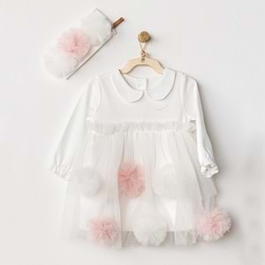 Andywawa Ecru Bebek Elbise Takım - Andywawa - ECRU - 18-24 AY - AC24500-ECRU-18-24 AY