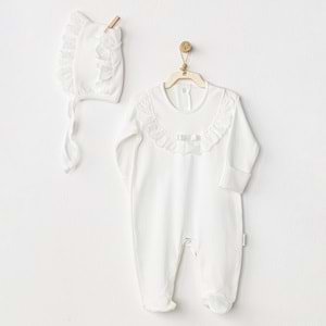 Andywawa Ecru Bebek Tulum Takım - Andywawa - ECRU - 3-6 AY - AC24504-ECRU-3-6 AY
