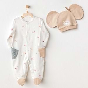 Andywawa Erkek Bebek Tulum Takım - Andywawa - ECRU - 3-6 AY - AC25003-ECRU-3-6 AY