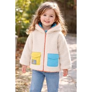 HARİBO Kız Çocuk polar kapşonlu ceket - HARİBO - RENKLİ - 3 YAŞ - P102-RENKLİ-3 YAŞ