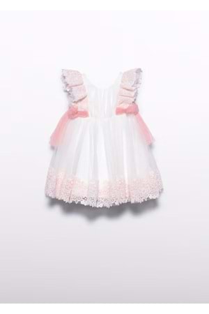 Kız Bebek Elbise - Abel& Lula - Beyaz- Pembe - 12-AY - 5006--Beyaz- Pembe-12-AY