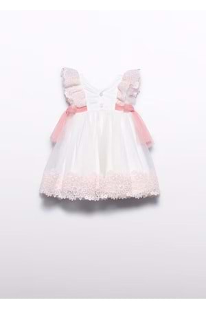 Kız Bebek Elbise - Abel& Lula - Beyaz- Pembe - 12-AY - 5006--Beyaz- Pembe-12-AY