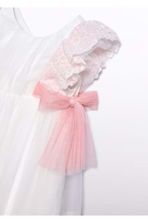 Kız Bebek Elbise - Abel& Lula - Beyaz- Pembe - 12-AY - 5006--Beyaz- Pembe-12-AY