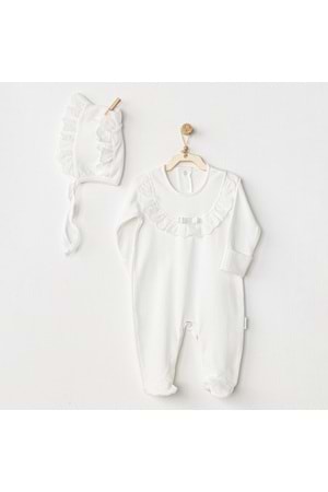 Andywawa Ecru Bebek Tulum Takım - Andywawa - ECRU - 3-6 AY - AC24504-ECRU-3-6 AY