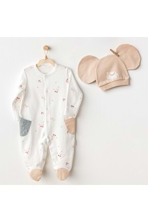 Andywawa Erkek Bebek Tulum Takım - Andywawa - ECRU - 1-3 AY - AC25003-ECRU-1-3 AY