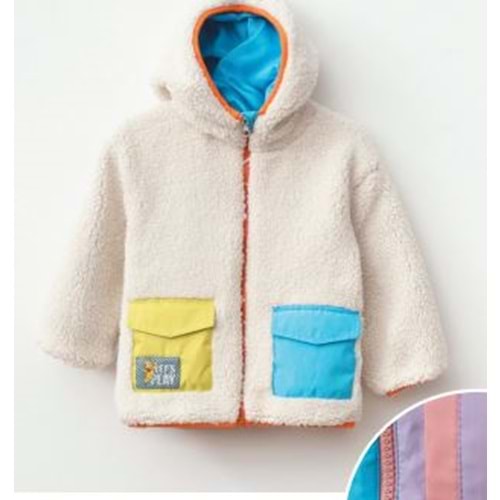 HARİBO Kız Çocuk polar kapşonlu ceket çift taraflı