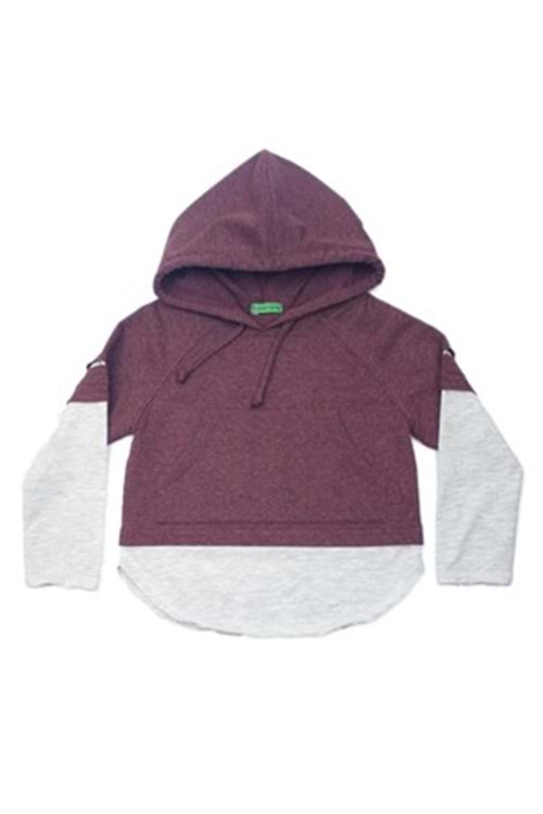 Kapşonlu çocuk sweatshrt - KARAMELA - BORDO 6 yaş
