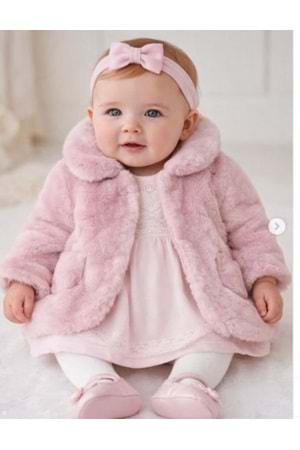 Mayoral Kız Bebek Tüylü Mont - Mayoral - PEMBE - 6-9 AY - 02402-PEMBE-6-9 AY