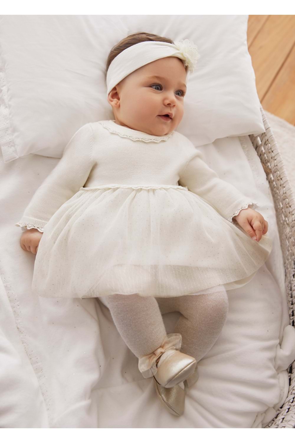 Mayoral Kız Bebek Elbise - Mayoral - BEYAZ - 4-6 AY - 02806-BEYAZ-4-6 AY