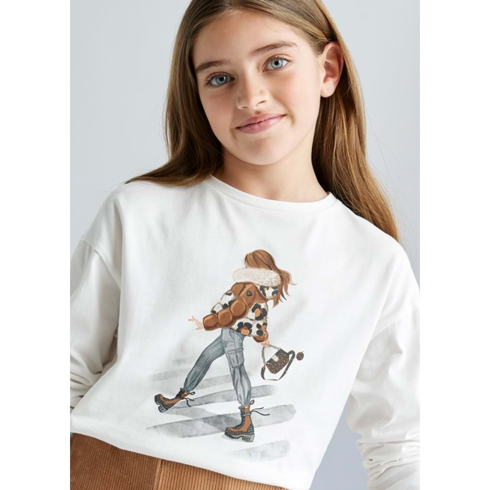 Mayoral Kız Çocuk Tshırt - Mayoral - BEYAZ - 10 YAŞ - 07018-BEYAZ-10 YAŞ