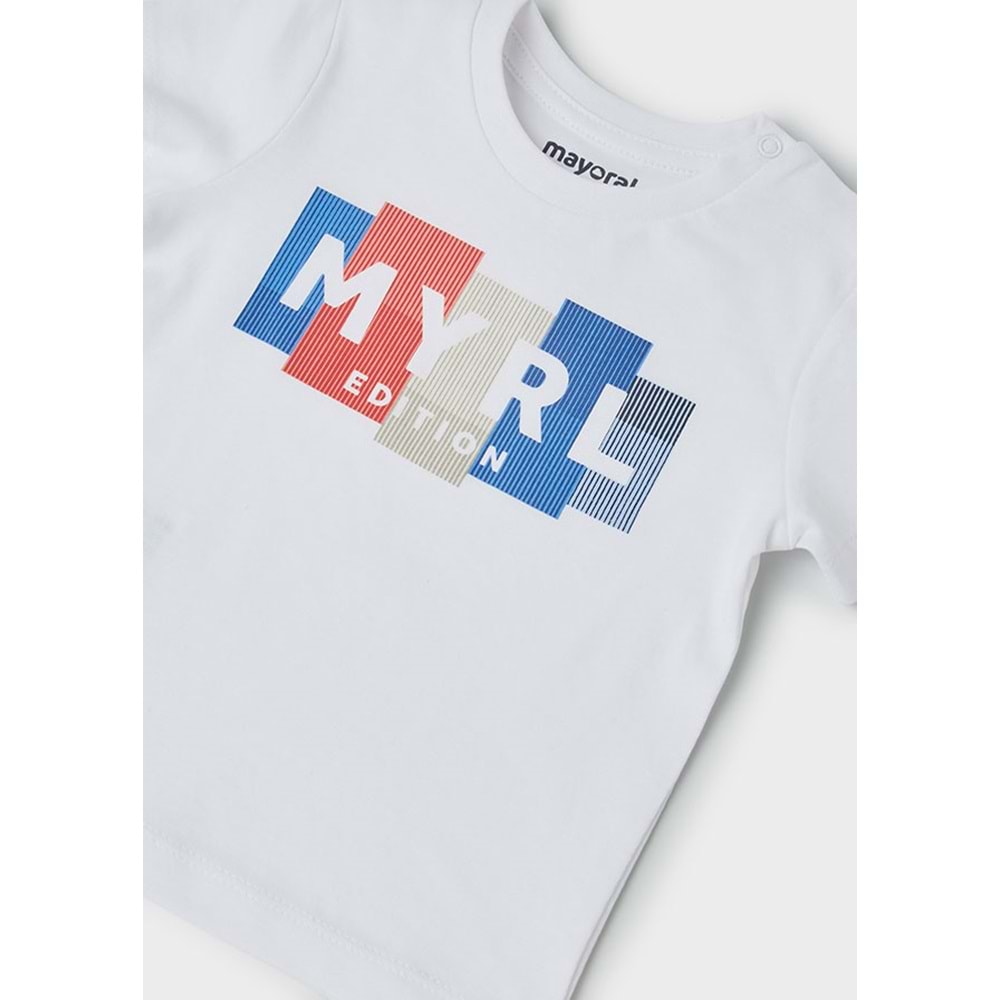 Mayoral Beyaz Erkek Bebek Kısa Kol Tişört - MAYORAL - BEYAZ - 18-AY