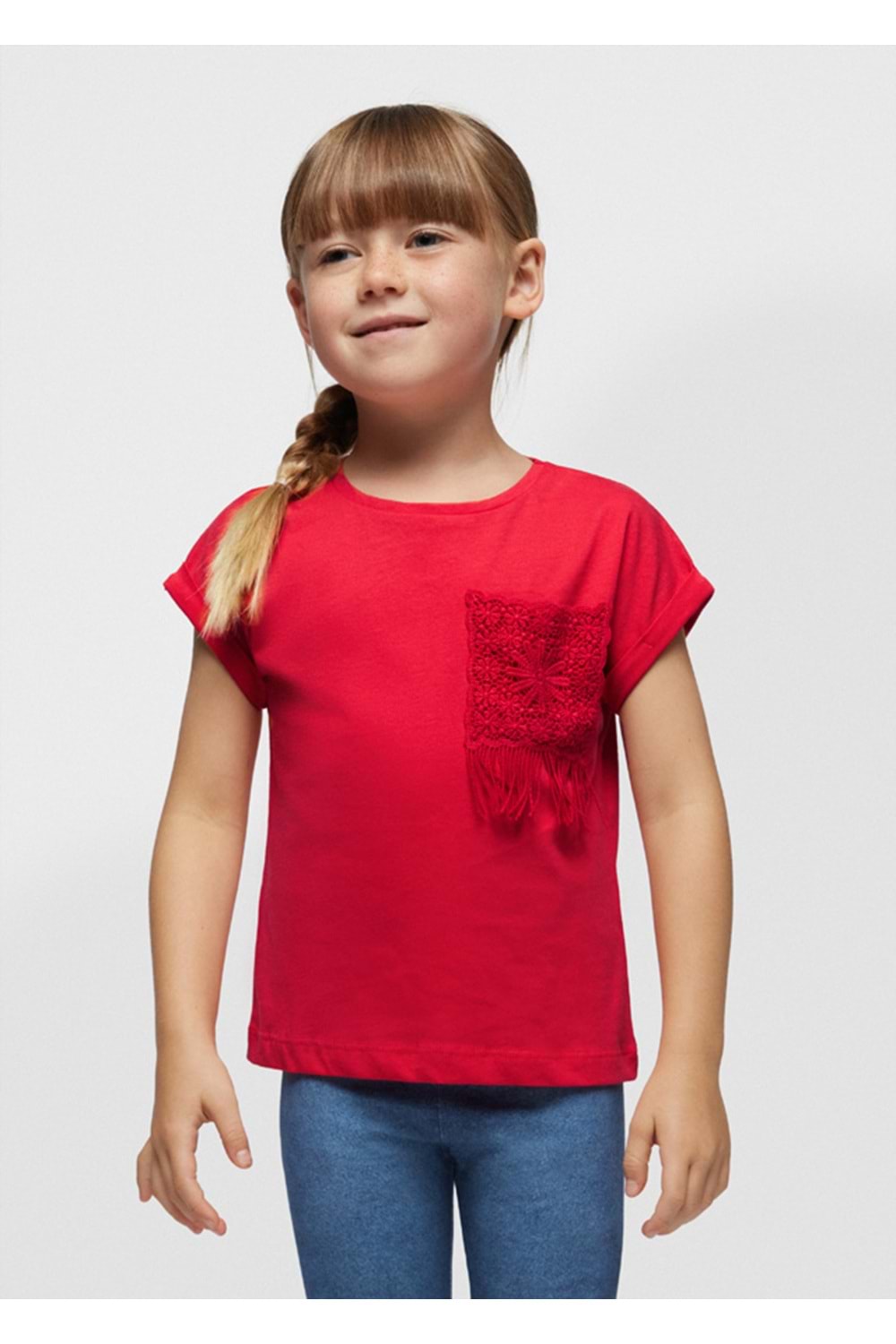Mayoral Kız Çocuk Tshirt - Mayoral - BEYAZ - KIRMIZI - 8 YAŞ