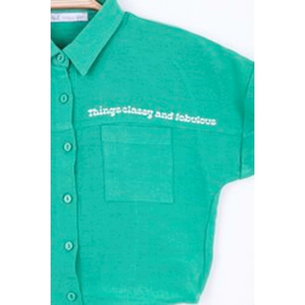 N.K Yeşil Kız Çocuk Gömlek - N.K - YEŞİL - 4 YAŞ - 34523-YEŞİL-4 YAŞ