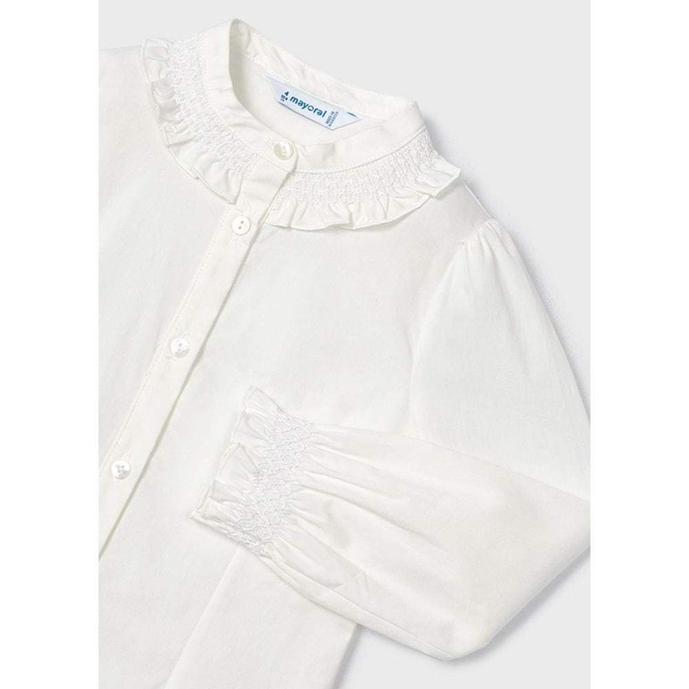 Mayoral Beyaz Çocuk Gömlek - Mayoral - BEYAZ - 7 YAŞ - 4195-BEYAZ-7 YAŞ