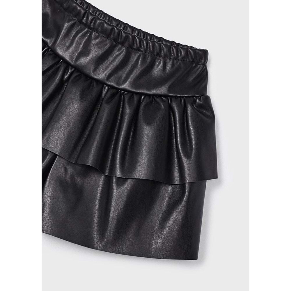 Mayoral Siyah Deri Çocuk Şort Etek - Mayoral - SİYAH - 7 YAŞ - 4908-SİYAH-7 YAŞ