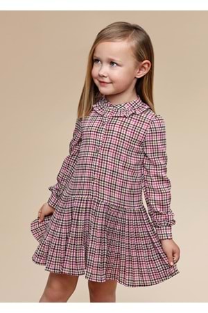 Mayoral Pudra Pembe Desenli Çocuk Elbise - Mayoral - PUDRA PEMBE - 9 YAŞ - 4928-PUDRA PEMBE-9 YAŞ