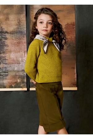 Abel & Lula Kız Çocuk Midi Boy Pantolon - Abel & Lula - HAKİ - 4 YAŞ - 5753-HAKİ-4 YAŞ