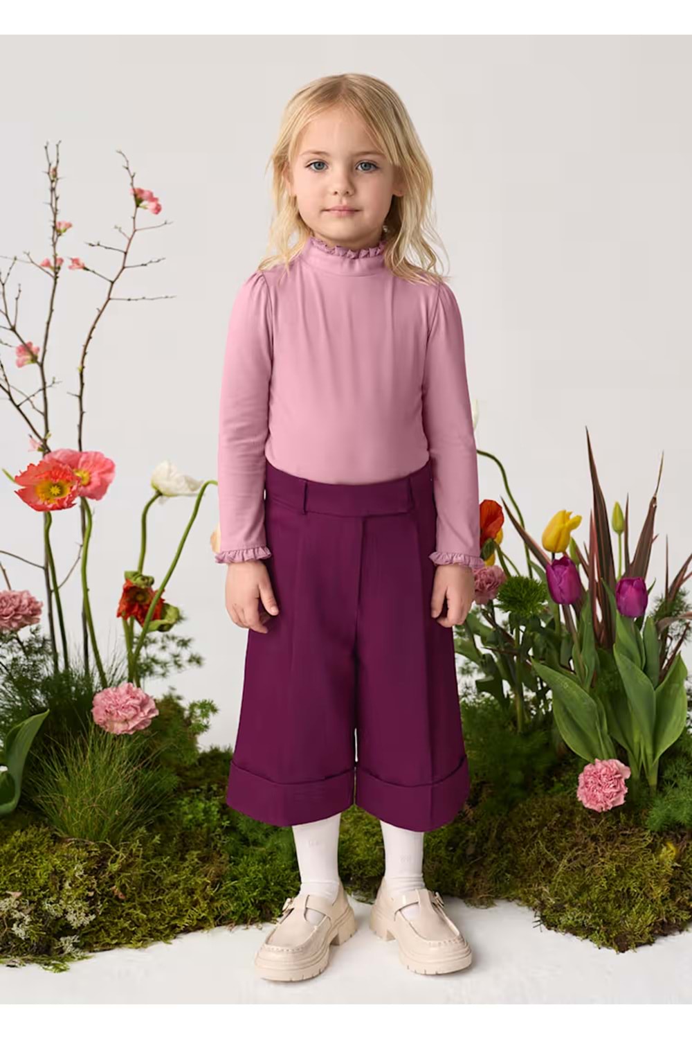 Abel & Lula Kız Çocuk Midi Boy Pantolon - Abel & Lula - MÜRDÜM - 4 YAŞ - 5753-MÜRDÜM-4 YAŞ