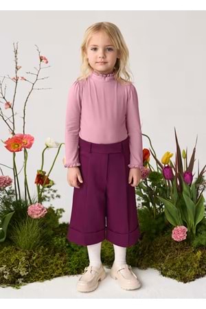Abel & Lula Kız Çocuk Midi Boy Pantolon - Abel & Lula - MÜRDÜM - 4 YAŞ - 5753-MÜRDÜM-4 YAŞ