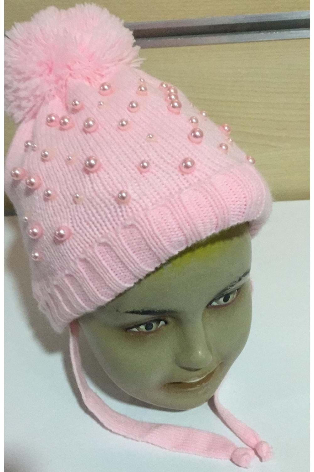 Kız bebek Bere pembe incili