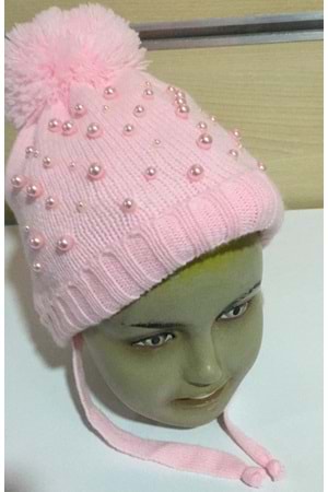 Kız bebek Bere pembe incili