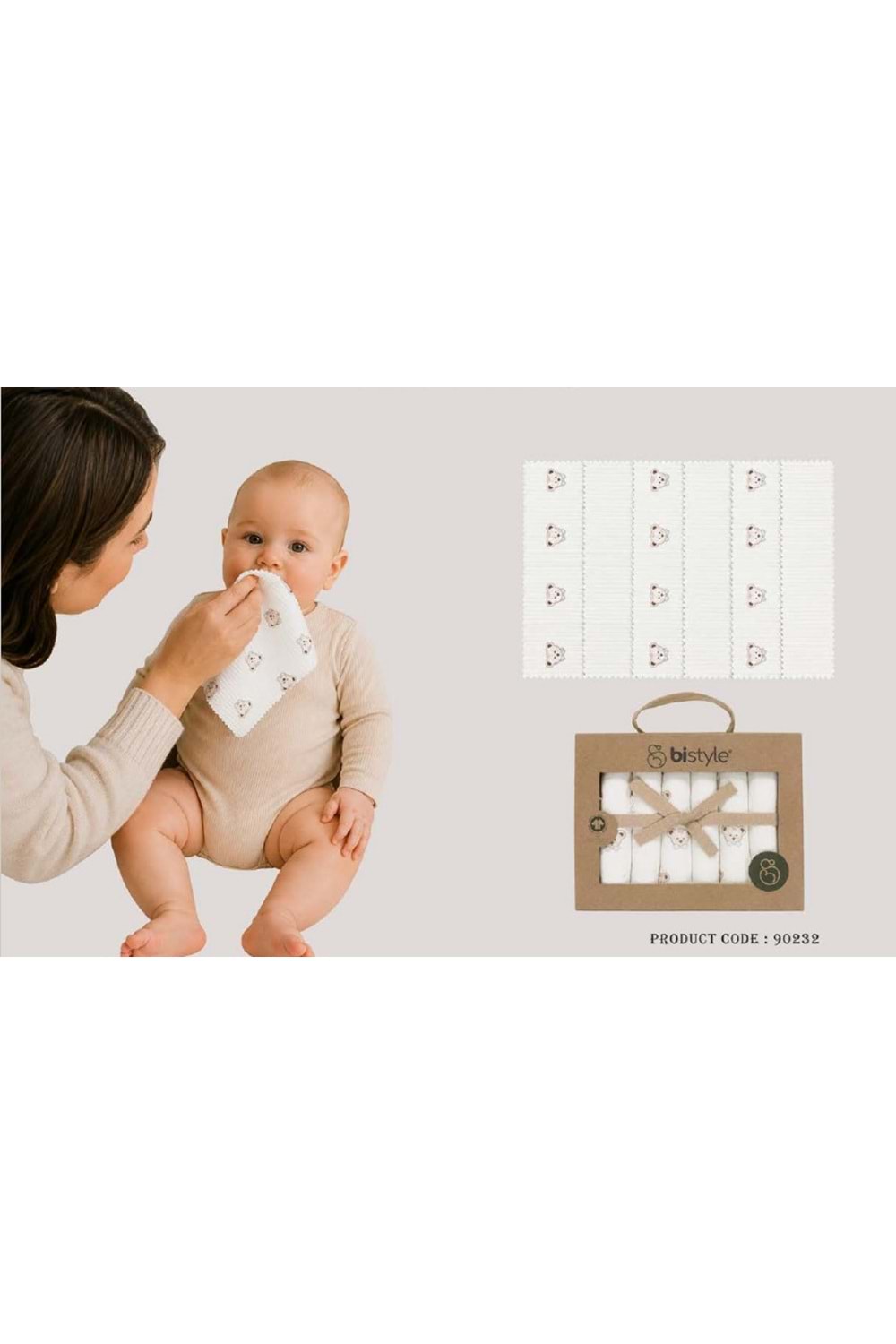 Bistyle Erkek Bebek Ağız Bezi 6 LI Penye - BİSTYLE - ECRU - STANDART