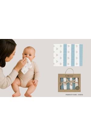 Bistyle Erkek Bebek Ağız Bezi 6 LI Penye - BİSTYLE - ECRU-MİNT - STANDART