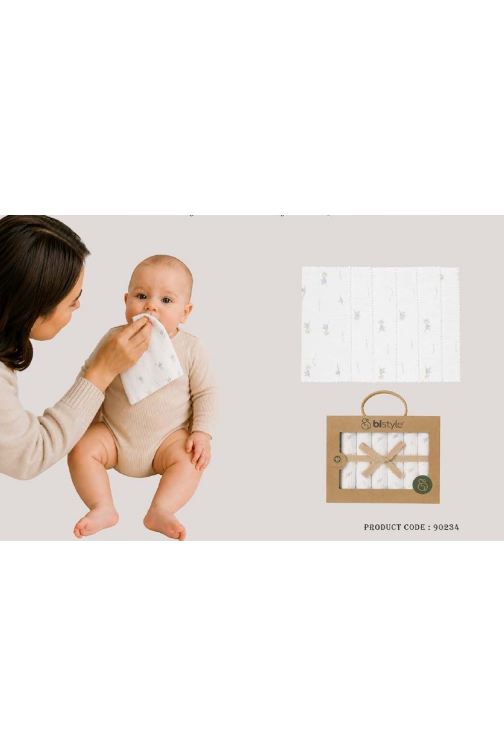 Bistyle Erkek Bebek Ağız Bezi 6 LI Penye - BİSTYLE - ECRU - STANDART