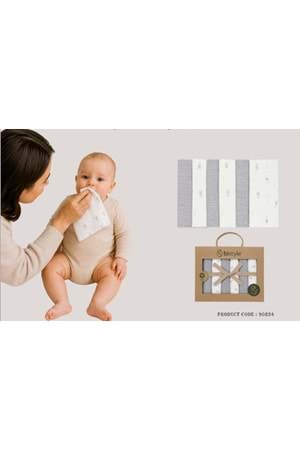 Bistyle Erkek Bebek Ağız Bezi 6 LI Penye - BİSTYLE - ECRU-GRİ - STANDART