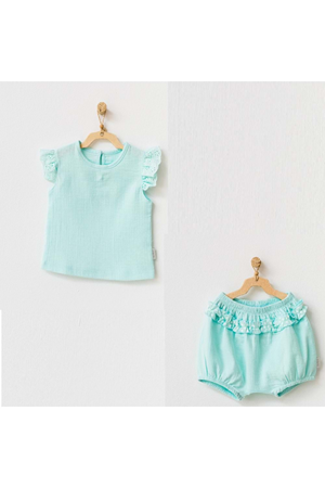 Andywawa 2li Kız Bebek Takım - Andywawa - TURKUAZ - 9-12 AY - AC21683R-TURKUAZ-9-12 AY