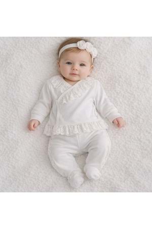 Andywawa Bebek Zıbın Takım 3 Lü - Andywawa - ECRU - 3-6 AY - AC24263-ECRU-3-6 AY