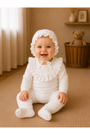 Andywawa Ecru Bebek Tulum Takım - Andywawa - ECRU - 3-6 AY - AC24504-ECRU-3-6 AY
