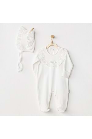Andywawa Ecru Bebek Tulum Takım - Andywawa - ECRU - 3-6 AY - AC24504-ECRU-3-6 AY