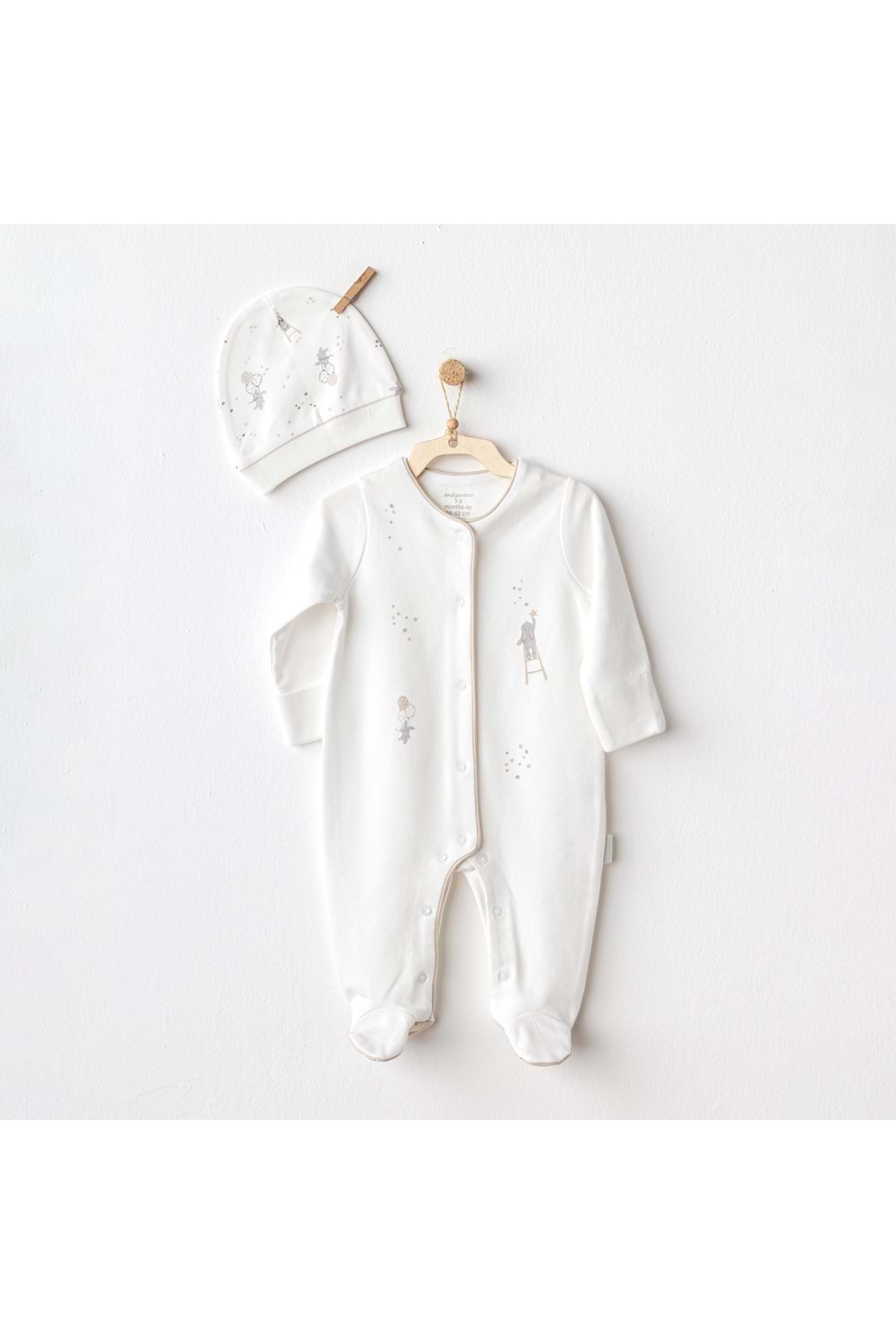 Andywawa Erkek Bebek Tulum Takım - Andywawa - ECRU - 6-9 AY - AC25063-ECRU-6-9 AY