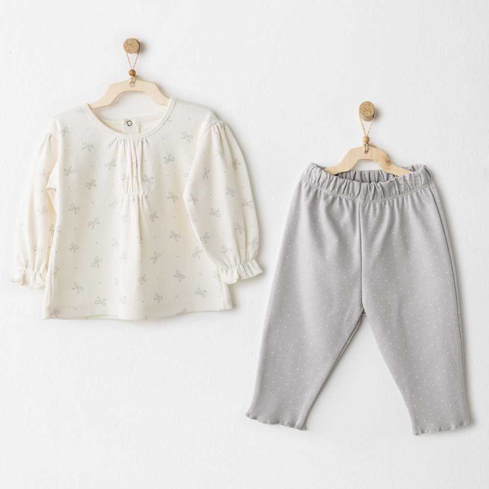 Andywawa Kız Bebek 2Li Set - Andywawa - ECRU - 3-6 AY - AC26253-ECRU-3-6 AY