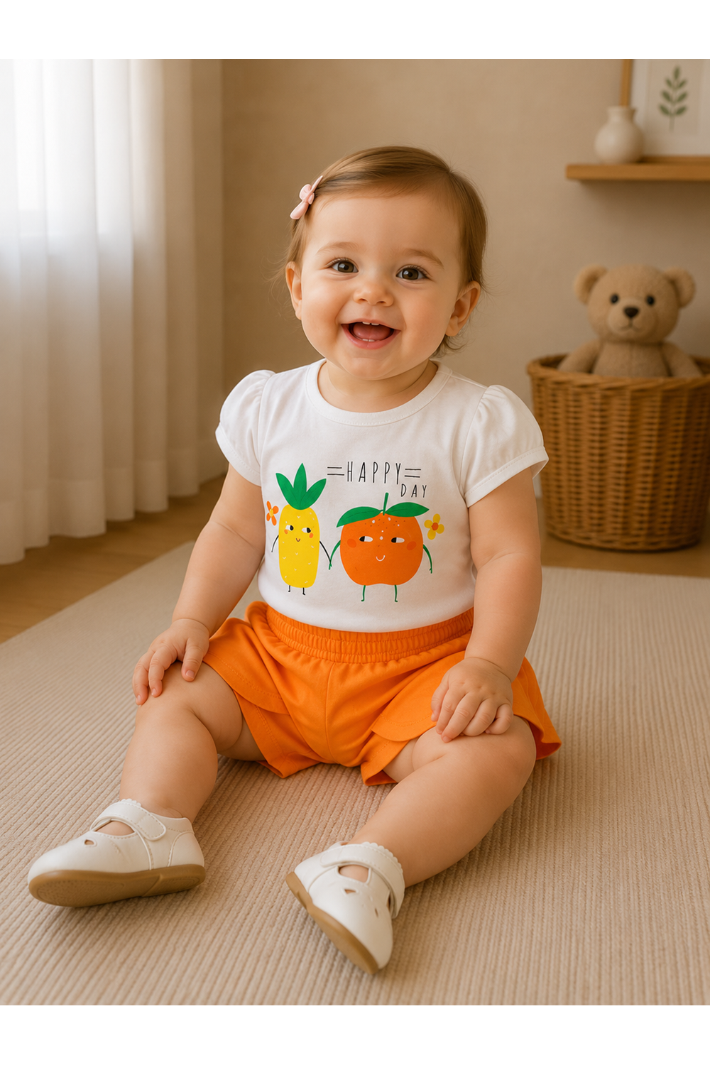 Çikoby Turuncu Kız Bebek Şortlu Takım - Çikoby - TURUNCU - 24-36 AY - CK1613-TURUNCU-24-36 AY