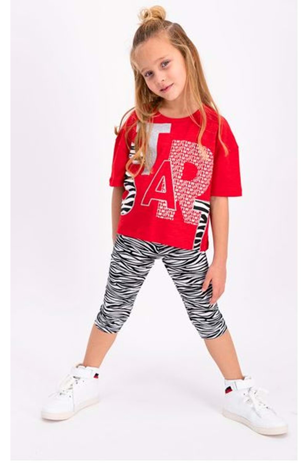 Kız çocuk kapri tayt takımı - ROLYPOLY-KIRMIZI - 6 YAŞ - RP2481-22661
