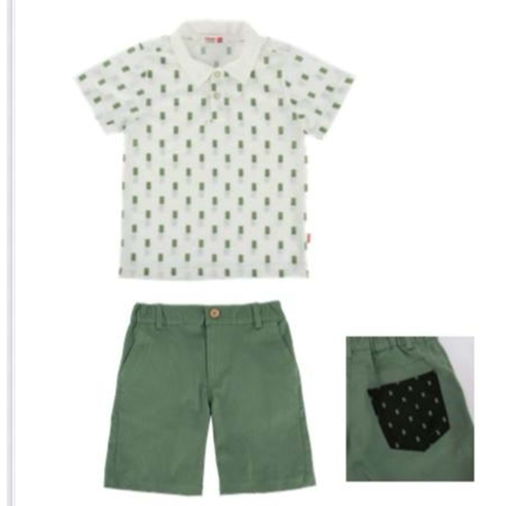 HARİBO Erkek çocuk polo yaka şort takım - HARİBO - YEŞİL - 3 YAŞ - SCB-YEŞİL-3 YAŞ